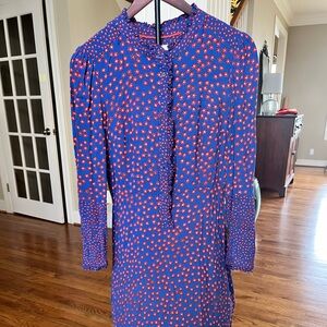Boden Blue Dress with Red Star Pattern